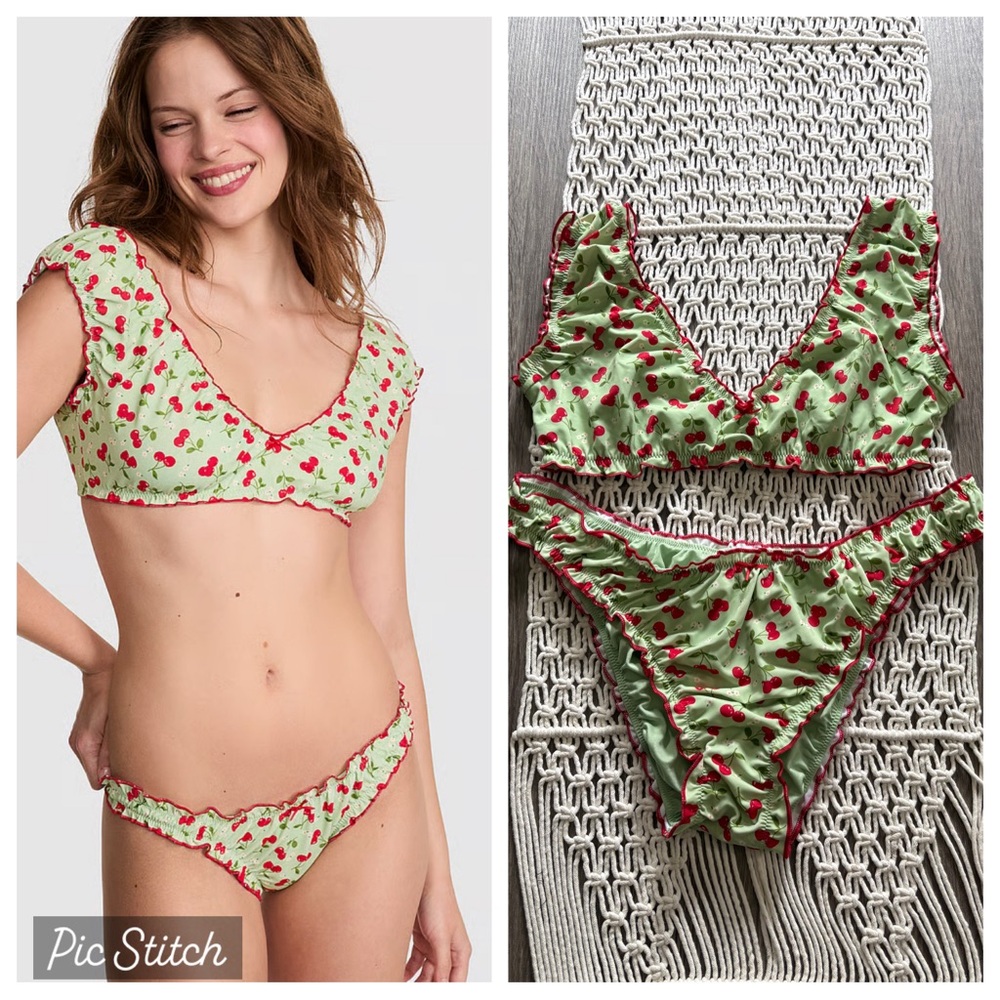 NEW PINK x Frankie’s Bikinis cherry heats bikini set